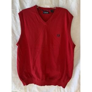 Chaps Sweater Mens XL Sleeveless Knit V-Neck‎ Vest Red Pullover